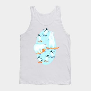 Cheerful Arctic Skateboarders Tank Top